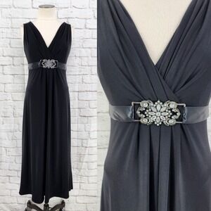 Vintage Y2K Whimsigoth Maxi Dress Rhinestone Glam Black Cocktail Glam Vixen 8